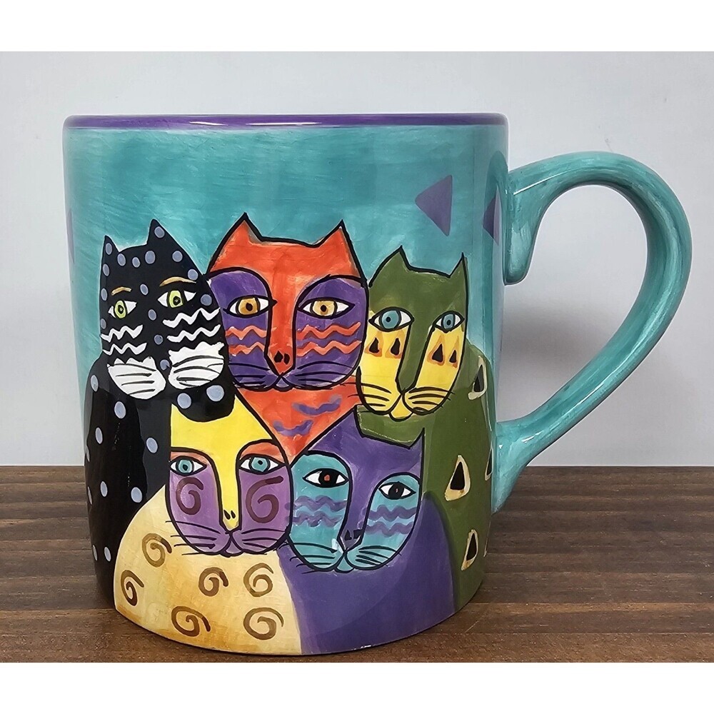 Vintage Laurel Burch 1998 "Fantasticats" Multicolor Ceramic Coffee Tea Mug